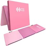 You vs You Yoga Mat | Thick Folding Yoga Exercise Pilates Gymnastic Mat | Non-Slip | Stretching and Core Exercise | Sweat Proof and Easy to Clean | Fold for Easy Store and Carrying (Pink (Set))