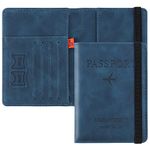 Cooja Passport Holder Cover Travel Wallet Organiser, Passport Case with RFID Blocking, PU Leather Travel Document Holder for Men&Women Travel Accessories (Blue)