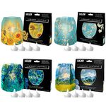 MODGY Luminary LED Lantern Candle Holder Decorative Indoor Outdoor Decor, Plastic Candle Lamps for Wedding Table Centerpiece Porch, with Flameless Floating Candles, Vincent Van Gogh, Pack of 4