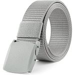 HALAMODO Men's Belt，Nylon Belts for Men with Automatic Click Buckle Can Pruning Enclosed （120cm）, Grey, 120cm