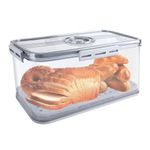 Bread Box for Kitchen Counter, Time Recording Bread Storage Container with Lid，Transparent Bread Storage Device with Drainage Pad, Homemade Bread Storage Container, Toasted Bread Insulation Device-L