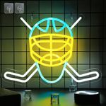 CooPark Ice Hockey Neon Sign, Light up Hockey Player LED Dimmable Night Lights for Home Bedroom Wall Decoration USB Powered, Cool Christmas Birthday Gifts for Sports Hockey Lover Boy Teen Kid