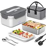 Herrfilk 100W Electric Lunch Box Adults, 1.8L Thermal Lunch Box with Compartments for Fruits, Heated Lunchbox with 230V Home/Office & 12V 24V Car/Truck Cables, Insulated Lunch Bag, Spoon and Fork