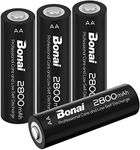 BONAI 4 Packs 2800mAh AA Rechargeable Batteries 1.2V Ni-MH Low Self Discharge High Capacity