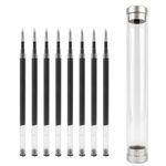 8 Pieces Replaceable Ballpoint Pen Refills Work for Most Brands Pens with Smooth Writing,Free-Flowing German Ink with Medium 0.5mm Ballpoint Tip(Black Refills and Length 4.4inch)