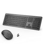 Wireless Keyboard and Mouse Set, iClever Keyboard and Mouse Rechargeable Full Size with Numeric Keypad, Energy Saving 2.4G USB Ultra Slim Silent Wireless Keyboard for Mac OS/Windows/Computer/Laptop