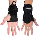 CTHOPER Impact Wrist Guard Fitted Wrist Brace Wrist Support for Snowboarding, Skating, Skateboard (Black, L)