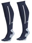 Pro Gym Football Socks, Stockings for Men & Women, Knee High Length Superior Grip for Shin Guard, Anti Slip Blister Protection Anti Odour (Navy Blue With White)