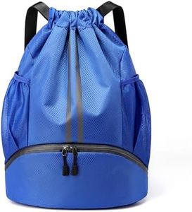 JELUTAR Soccer Bag, Drawstring Soccer Backpack with Shoe Compartment, Water Resistant Sport Gym Bags for Volleyball Basketball Football Beach Swim Pool, Blue