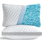 BedStory Gel Memory Foam Pillows, Cooling Firm Pillows Queen Size 2 Pack, Adjustable Shredded Memory Foam Pillow, Oreiller Mousse Memoire, Side Back Stomach Sleeper Pillow with Removable Cover