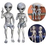 AIITLLYNA Alien Statue,2pcs Outer Space Alien Garden Statue,Resin Alien Garden Ornaments,Alien Sculpture Figure,Whimsical Garden Decoration,Funny Statue for Indoor & Outdoor