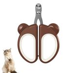 Qpets® Cat Nail Cutter for Persian Cat, Cute Brown Bear Design Nail Cutter for Cat, Stainless Steel Cat Nail Trimmer PP Handle Cat Nail Grinder Pet Nail Trimmer for Small Pets