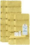 SALBAKOS - Premium Washcloths 12 Pack Set, 100% Turkish Cotton, Highly Absorbent & Quick Dry, Face Towels Wash Cloths for Hotel, Spa & Gym | 13"x13" (Yellow)