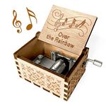 Over The Rainbow Music Box - Wood Laser Engraved Vintage Hand Cranked Cute Boxes Best Unique Gifts for Valentine's Day Day/Birthday