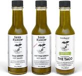 Seed Ranch Green Sauce Variety Bundle, 3 Pack - Thai Green, Hot Thai Green, Everything But The Taco - Ranging from Mild to Hot Heat, Organic Gourmet Hot Sauces, Vegan, Non-GMO, Gluten-Free