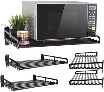 Electric Oven Holders, Microwave Oven Rack Kitchen Shelf, Black Storage Racks Wall Shelf, Kitchen Organizer Aeronautical Aluminum, Weight Bearing 180 lb (Black, 60 * 39.5cm)