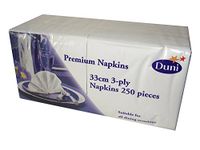 Duni 3XDuni 250 Premium Napkins (33cm 3ply), White