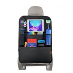 Huckaboo Car Seat Organiser - Kids Back Seat Organiser, Storage Pockets, Screen Holder, Black, 1 Pack