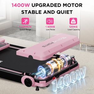 CITYSPORTS Folding Treadmill 8% Incline, 2.0HP, Under Desk, Pink – Adjustable Speed, LED Display, Fitness App