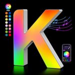 OJQ Light Up Letters LED Letter - Bedroom Lighted Letters Colorful Glitter Alphabet Music Sync Color Changing Letters for Boy Girl Gift Birthday Christmas Wedding Bar Wall Night Light (K)