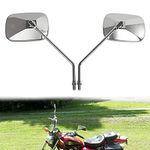 Auzkong Motorcycle Mirrors Chrome, Universal 10mm Motorcycle Rear View Side Mirrors Handle Bar End Chrome Motorcycle Mirrors