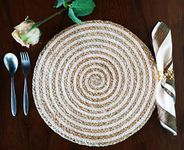 Jute Braided Placemats |Side Table Mats|Best for Bed-Side Table, Center Table, Dining Table, Shelves|Home Decorators|Farm Mats|The Home Talk (White, 35cm Round - Set of 2)