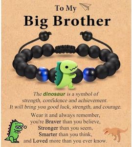 Leyung Big Brother Gifts, Dinosaur Bracelet for Boys Promoted to Big Brother Announcement Gifts 3 4 5 6 7 8 9 10 Year Old Boy Birthday Easter Basket Stuffers Christmas Jewelry Presents for Big Bro