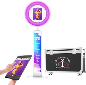 MWE iPad Photo Booth, Selfie Ring Light con App Software, Anillo de Luz Profesional y Mando a Distancia, Sincronización Musical Luces RGB, Flight Case (Caja de Luz, Blanco)