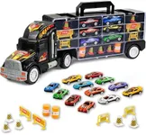 Toy Truck Transport Car Carrier Toy for Boys and Girls Age 3-10 yrs Old - Hauler Truck Includes 12 Toy Cars and Accessories - Car Truck Fits 28 Car Slots - Ideal Gift for Kids