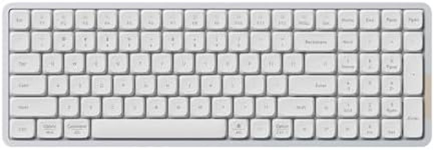 LOFREE Flow Low Profile Mechanical Keyboard, 100 Keys Rechargeable Wireless Keyboards with Bluetooth and Wired Connection for Windows, Mac OS/White Ghost Linear Switches