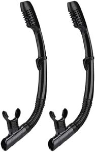 AQUA A DIVE SPORTS Dry Snorkel Easy Breath Diving Snorkel for Snorkeling Scuba Diving Swimming with Top Dry Valve and Food Grade Silicone Mouthpiece for Adult Youth (Black+Black （ 2 Pack ）)