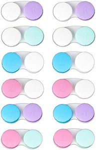 KISEER 12 Pack Colorful Contact Lens Case Bulk Box Holder Container Soak Storage Kit, 6 Color LId