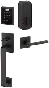 EMTEK Empowered Motorized Baden Keypad Entry Set with Matching Finish Basel Lever - Choice of Left/Right Handing and 4 Finishes - EMP0103BALLHUS19 - Left Handed (LH) - Flat Black (US19)