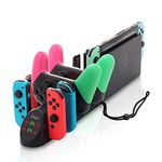 Controller Charger for Nintendo Switch, Charger for 4 Switch Joy-Con Controllers, 2 Switch Pro Controllers, 2 Joy-con Wrist Straps with USB 2.0 Plug and USB 2.0 Ports - 6 in 1 (Black)