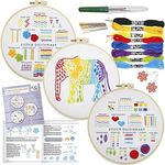 Learn 30 Stitches Elephant Embroidery kit for Beginners embroidery kit with Stamped Embroidery Patterns. Embroidery Kits. Embroidery Starter Kit. Needlepoint Cross Stitch Kit for Kids & Adults