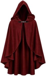 JEGERMIG Fairy Hooded Cloak Renaissance Costume Medieval Cosplay Wizard Witch Cape Red