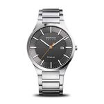 BERING Men's Analogue Quartz Watch with Titanium Strap, Silver/Black, Bracelet