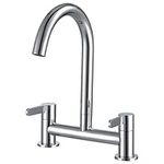 Peppermint Kitchen Mixer Taps 2 Hole Bridge Mixer Tap Kitchen Sink Chrome Dual Lever Kitchen Taps Mixer 2 Hole Deck Mounted Traditional Kitchen Faucet