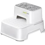 Two Step Stool for Kids, Double up Toddler Step Stool for Potty Training, Kitchen, Bathroom, Toilet Stool with Anti-Slip Strips for Safety, Stackable, Wide Step (1 Pack White)