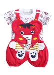 Mommy Club Baby Boy's & Baby Girl's Jumbo The Elephant Dungaree For 0-6Months Baby || Dress Clothes For Baby Boy And Baby Girl (Red 0-18 Months) (12-18 Months)