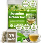 Lavendium, Premium 75 JasmineGreen Tea Bags, 100% Natural & Pure from Jasmine Green Tea. Jasmine Green Herbal Tea. Made with Natural Material Tea Bags. No Sugar, No Gluten, Vegan.