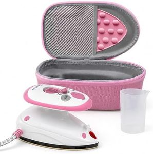 The Quilted Bear Premium Mini Steam Iron - Travel Iron Steam Mini for Effortless Quilting, Crafting, and Wrinkle-Free Clothing - Holiday & Travel Essentials with Hardshell Case & Rest (Pink)