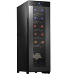 Nutrichef PKCWC120 Refrigerator-White & Red Chiller Countertop Cooler-Freestanding Compact Mini Wine Fridge 12 Bottle Capacity, Digital Control, Glass Door