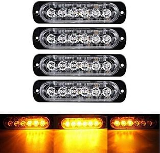 Ricoy 4X Amber 6 LED Car Truck LED Rock Emergency Beacon Warning Hazard Flash Strobe Underbody Light Bar