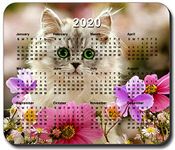 Art Plates brand - Kitten in the Flowers Mouse Pad - with 2019 Calendar