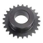 sourcing map 25 Tooth Roller Sprocket B Type, #25 Chain, Single Strand 1/4" Pitch, 20mm Bore Black Oxide C45 Carbon Steel with Set Screws for ISO 04C