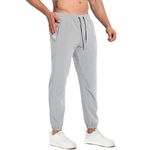 BROKIG Mens Interlock Gym Joggers Pants, Lightweight Jogging Pants Quick Dry Casual Athletic Sweat Pants for Men with Pockets(Light Grey,X-Large)