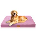 JOLLYVOGUE Large Dog Bed, Orthopedic Dog Bed with Egg Crate Foam Support and Non-Slip Bottom, Soft & Cozy Dog Beds with Removable Washable Cover (Large, Pink, Up to 75 lbs)