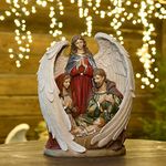 Braxio Religious Figurine Nativity Sets Collectible-Figurines - Christian Nativity Set Holy Family with Angel Christmas Nativity Scene Figurine Story of Jesus 9.5 x 6.25 x 12 Inch