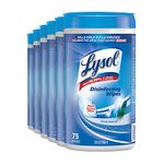 Lysol Disinfecting Wipes, Spring Waterfall, Thick Strong Wipe, Kills 99.99% of Viruses & Bacteria, Bulk Pack of 6, 450 count (6 x 75 count)